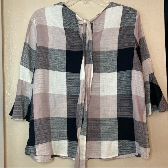 Anthropologie RO & DE Plaid Bell Sleeve Top - Picture 7 of 12
